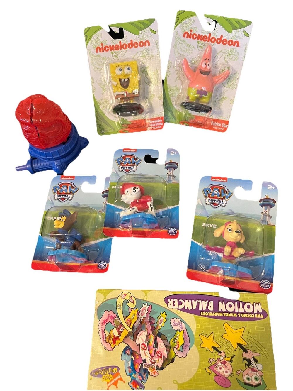 LOT of 7 Nickelodeon VTG-Now Figure SpongeBob Odd Parent Paw Patrol Cake Top Toy